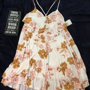 Volcom cream dress with flower accents